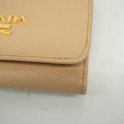 Prada Tri-fold Wallet Saffiano Leather Beige Women's
