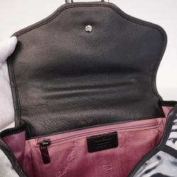 Salvatore Ferragamo Shoulder Bag Gancini Leather Satin Grey Black White Women's