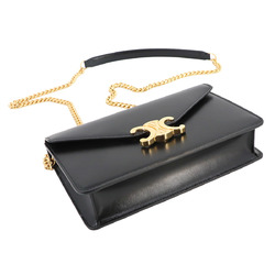 CELINE Margot Triomphe Chain Wallet Long Leather Black 10L033DPV Gold Hardware