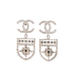 CHANEL Coco Mark Emblem Swing Earrings Silver B15B