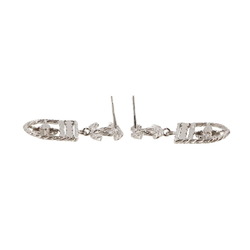 CHANEL Coco Mark Emblem Swing Earrings Silver B15B