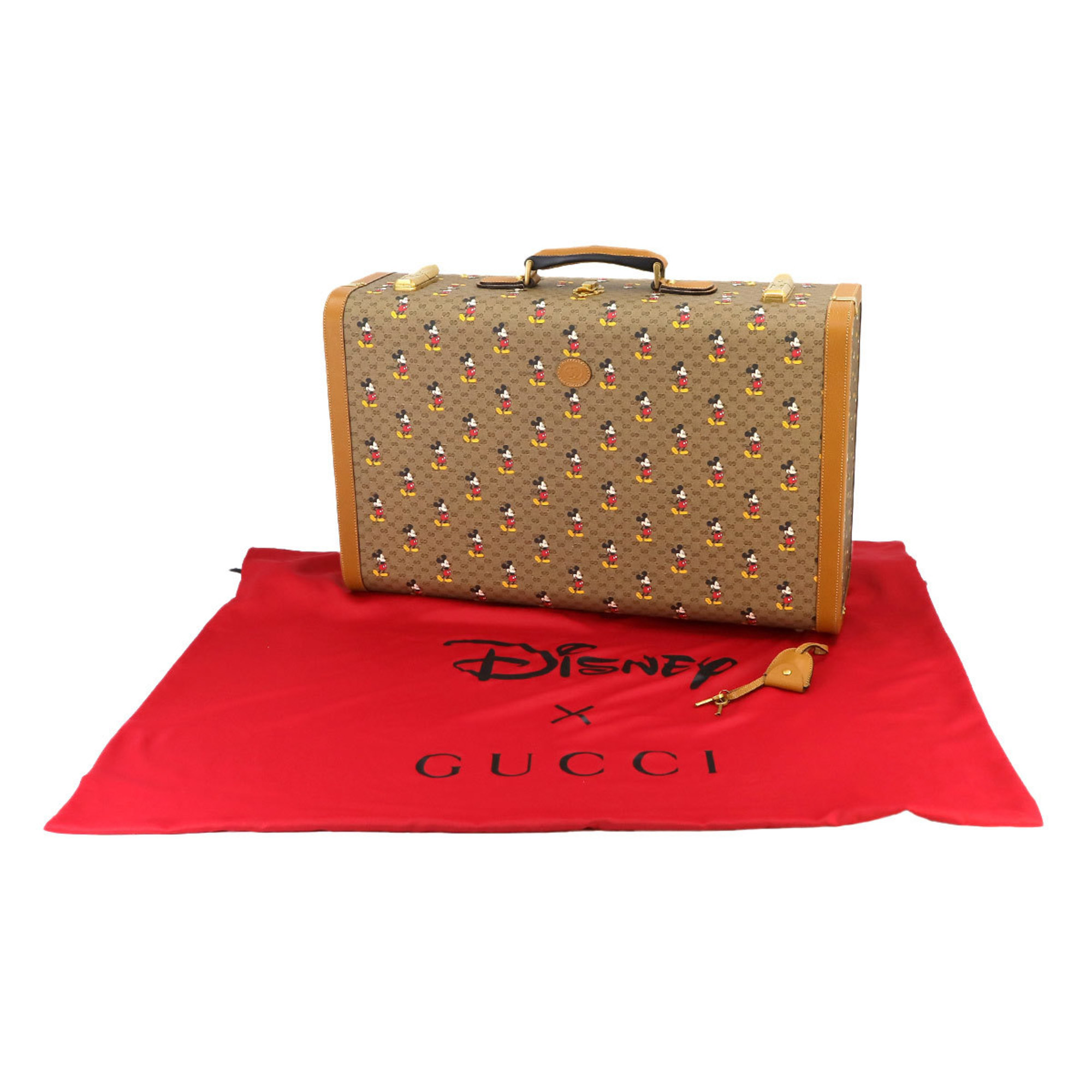 GUCCI Disney Mickey GG Supreme Trunk Case Brown 602675 Gold Hardware Luggage