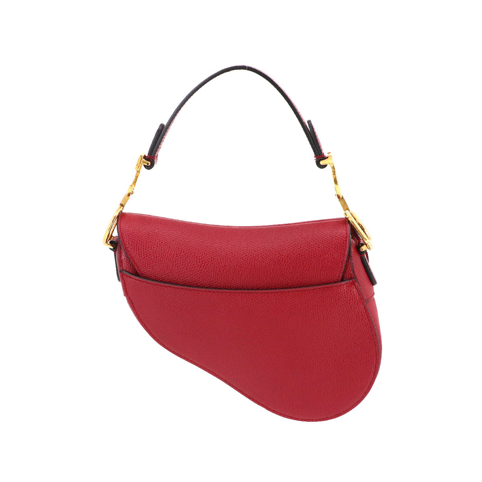 Christian Dior Saddle Handbag Leather Red Bag