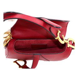 Christian Dior Saddle Handbag Leather Red Bag