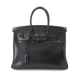 Hermes Birkin 35 So Black Box Calf Handbag O Engraved Metal Fittings