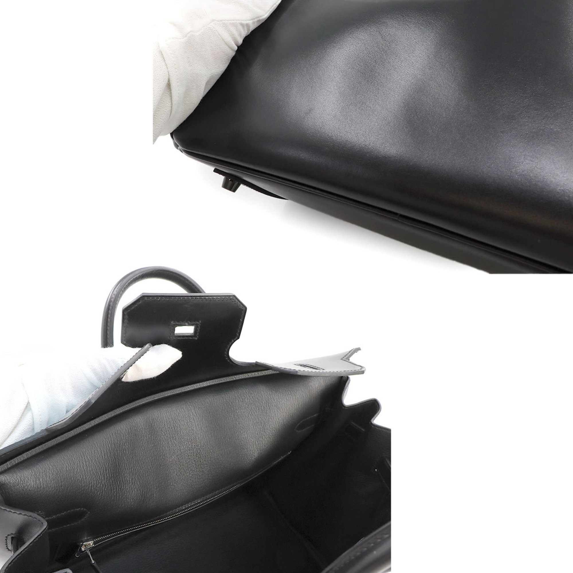 Hermes Birkin 35 So Black Box Calf Handbag O Engraved Metal Fittings