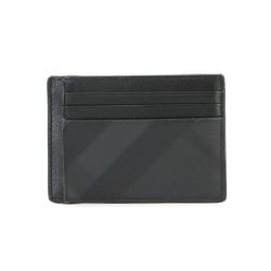 Burberry London Check Business Card Holder/Card Case Money Clip Leather Black Grey 8056630