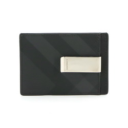 Burberry London Check Business Card Holder/Card Case Money Clip Leather Black Grey 8056630