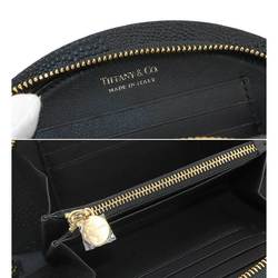 Tiffany & Co. Half Moon Round Wallet Leather Black Gold Hardware