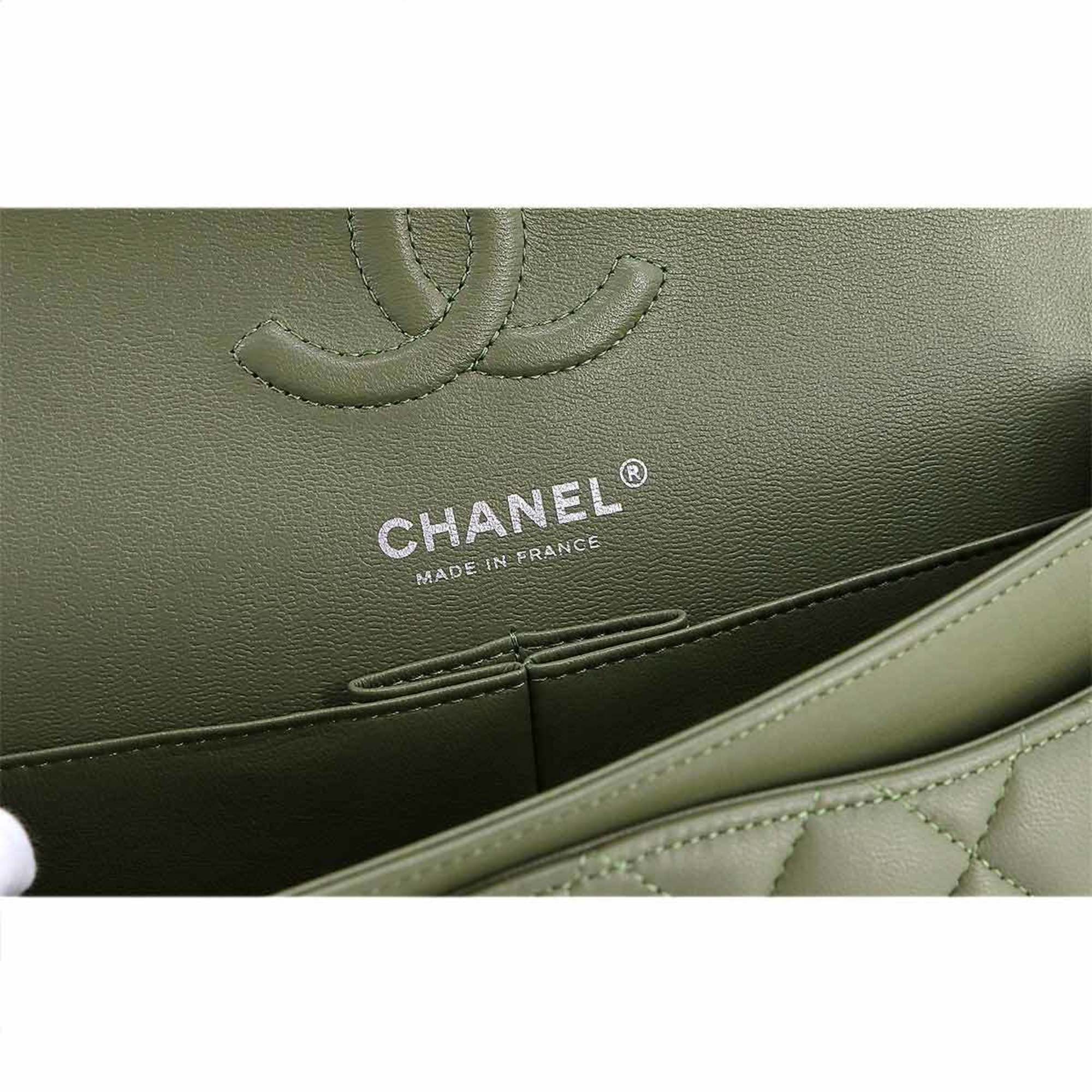 CHANEL Matelasse 23 Chain Shoulder Bag Leather Moss Green A01113 Silver Hardware
