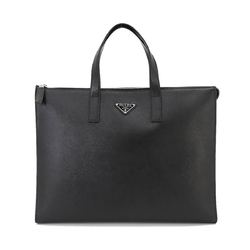 PRADA Saffiano Leather Black 2VG039 Silver Hardware Tote Bag