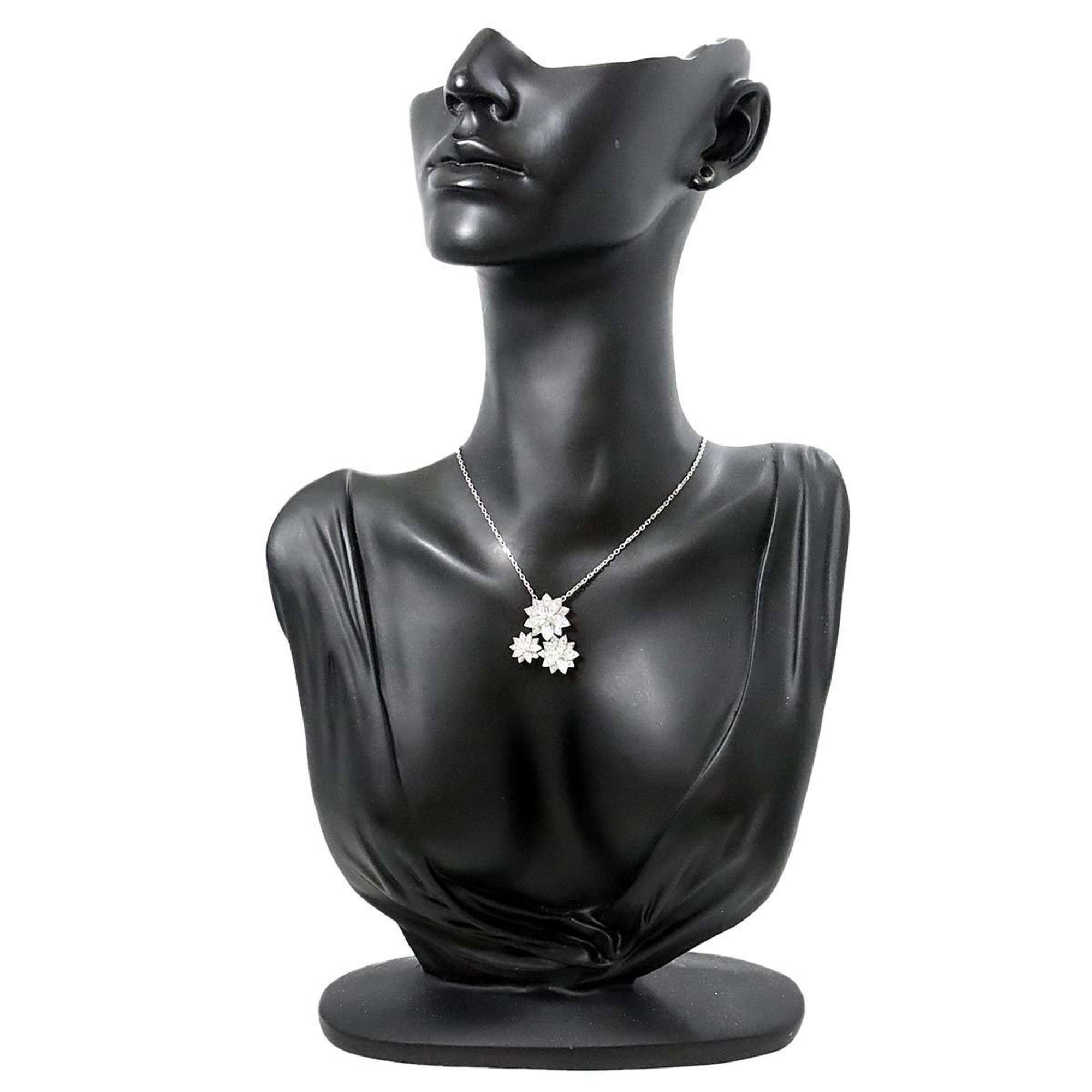 Van Cleef & Arpels Lotus 3 Flower Diamond Necklace 42cm K18 WG 750