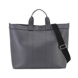 Burberry 2way Tote Shoulder Bag Leather Grey 8058237 Silver Hardware