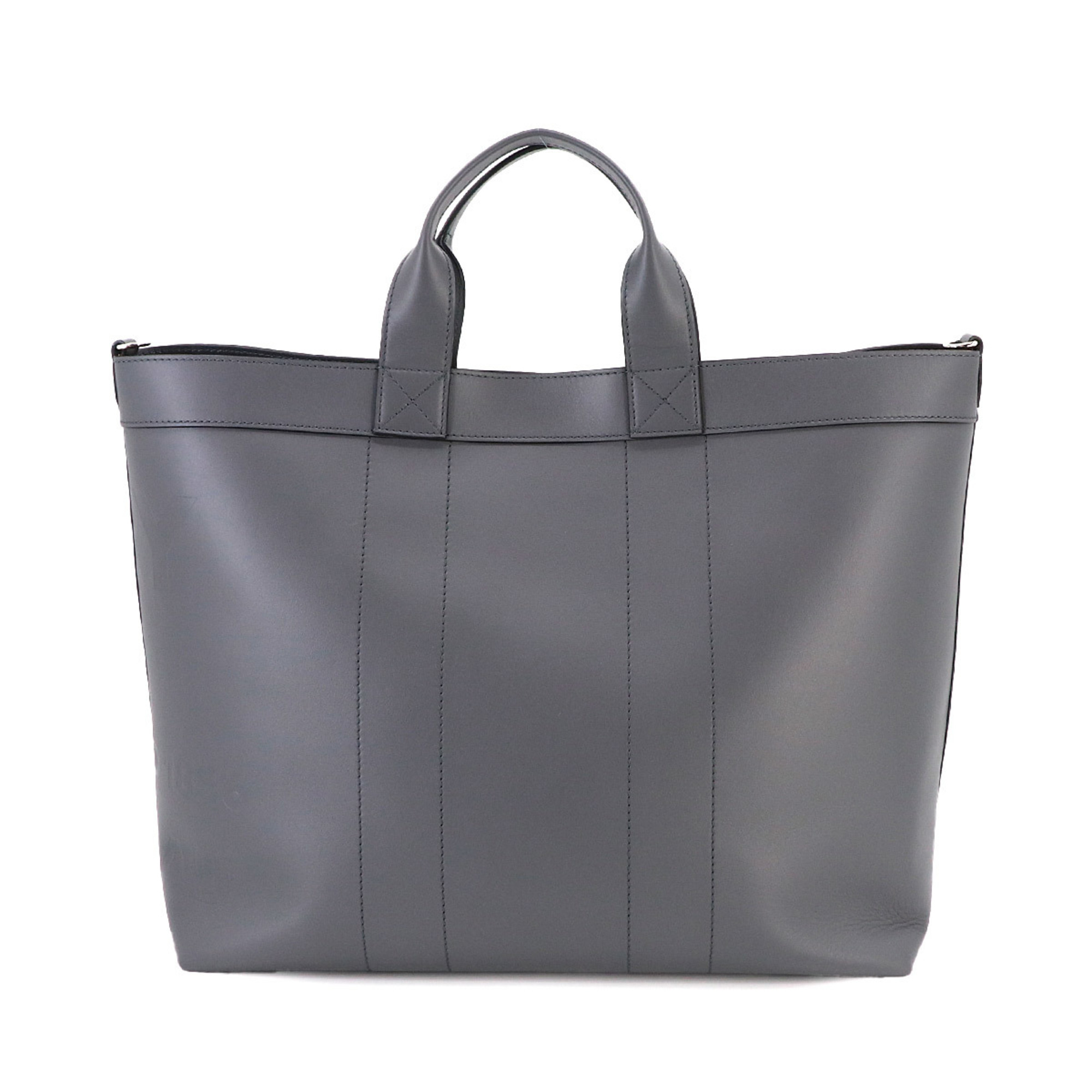 Burberry 2way Tote Shoulder Bag Leather Grey 8058237 Silver Hardware