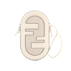 FENDI Orlock Phone Holder Shoulder Bag Leather Canvas Off-White 7AS055
