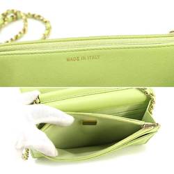 CHANEL Matelasse Classic Chain Wallet Long Leather Light Green AP0250 Gold Hardware