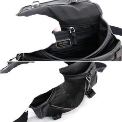 PRADA Shoulder Bag Nylon Saffiano Leather Nero Black 2VD034 Silver Hardware