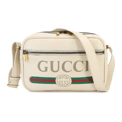 GUCCI Gucci Print Shoulder Bag Leather Ivory 523589 Gold Hardware Messenger