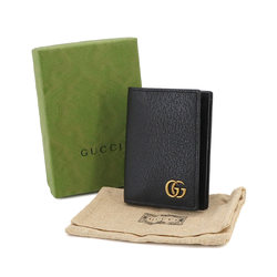 GUCCI GG Marmont Business Card Holder/Card Case Leather Black 428737 Gold Hardware