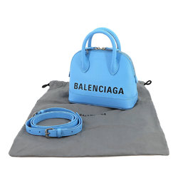 BALENCIAGA Vill Top Handle XXS 2way Hand Shoulder Bag Blue Leather 550646