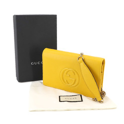 GUCCI SOHO Chain Wallet Long Leather Yellow 598211