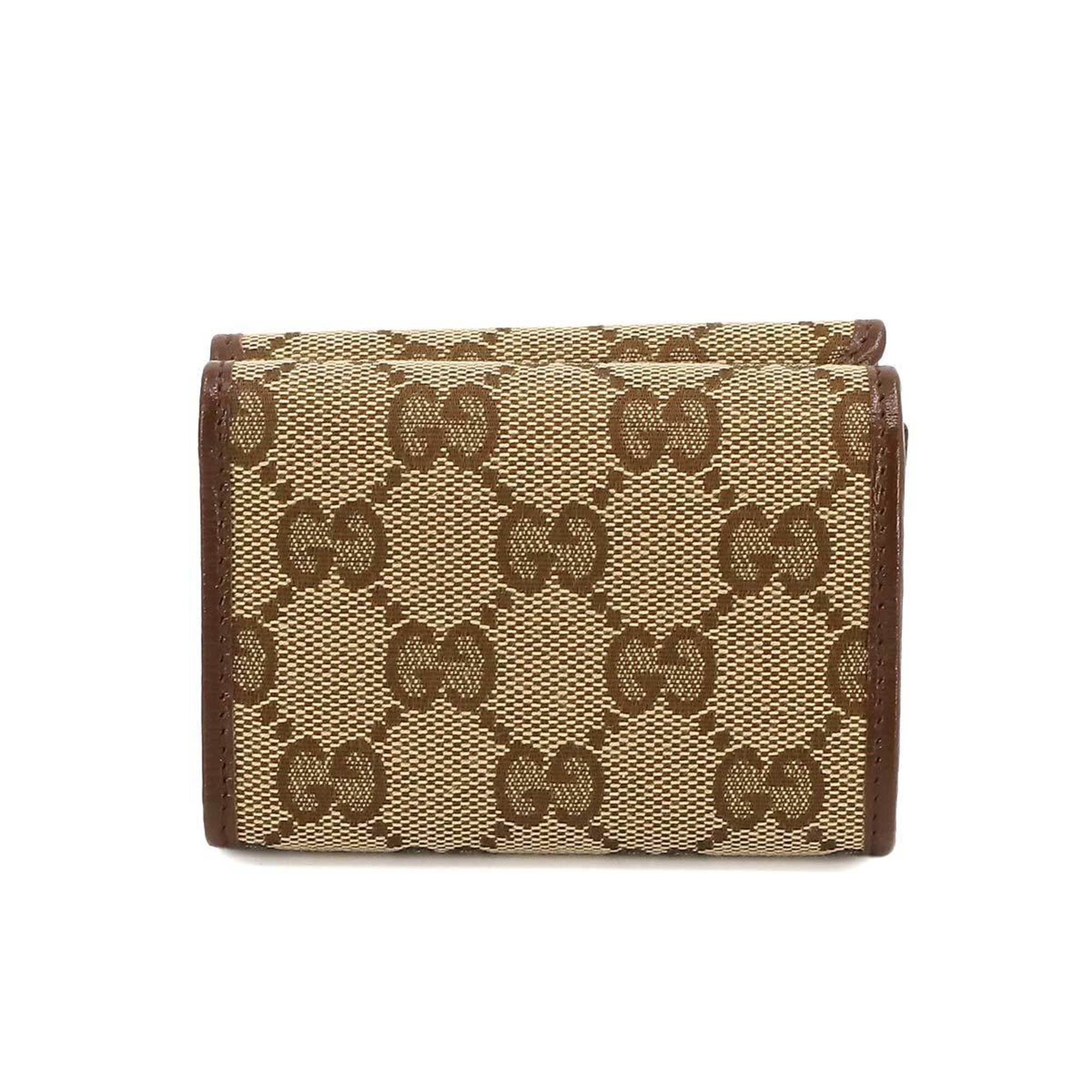 GUCCI BALENCIAGA The Hacker Project Tri-fold Wallet GG Canvas Leather Beige Brown 681708