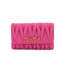 Miu Miu Miu 6-ring key case in matelasse leather, fuchsia pink 5M0222, gold hardware