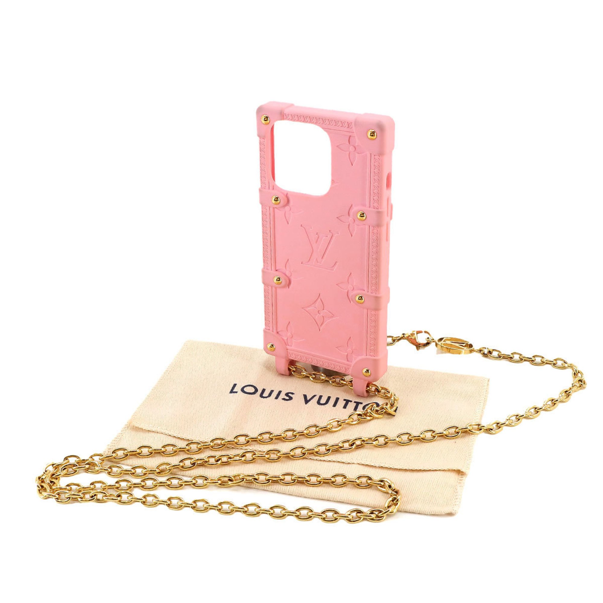 Louis Vuitton LOUIS VUITTON Monogram Ri Trunk iPhone 14 PRO Smartphone Case Rubber Pink M82082