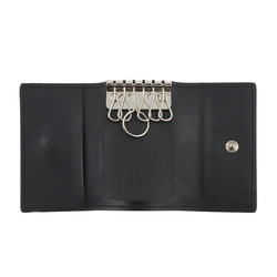 GUCCI Micro Guccissima 6-ring Key Case Leather Black 150402 Silver Metal Fittings