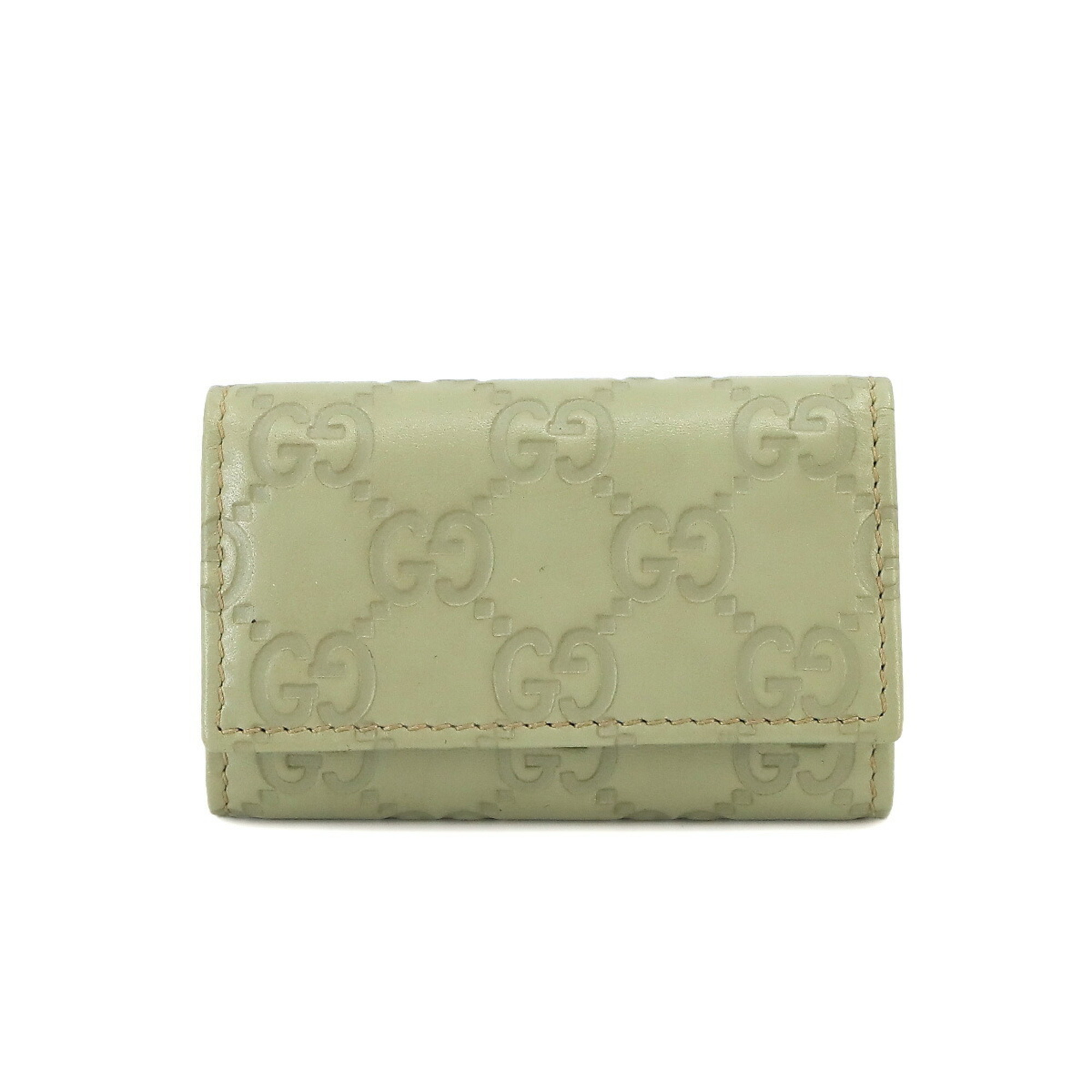 GUCCI Guccissima 6-ring key case Leather Light Green 138093 Gold hardware Key Case