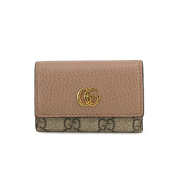 GUCCI GG Marmont Supreme 6-ring key case Leather Beige Brown 456118 Gold hardware Key Case