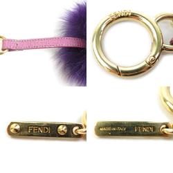 FENDI Charm Fur Metal Leather Purple Gold Men Women e58657j