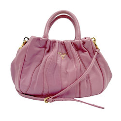 PRADA handbag shoulder bag leather pink ladies z0994
