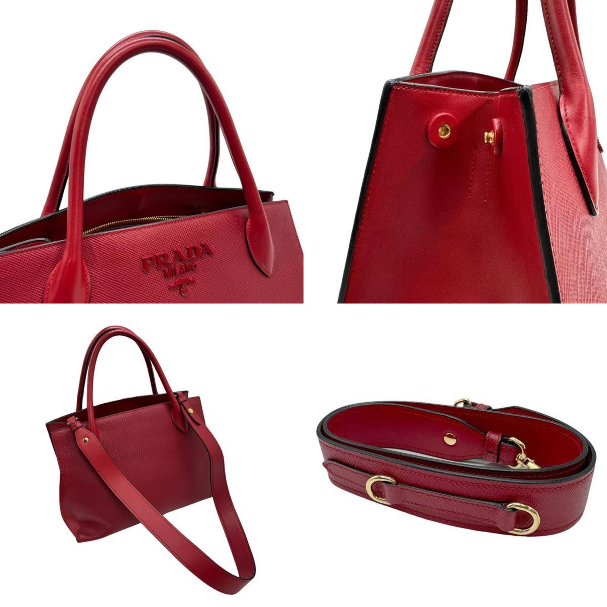 PRADA Shoulder Bag Handbag Leather Red Women's z0929