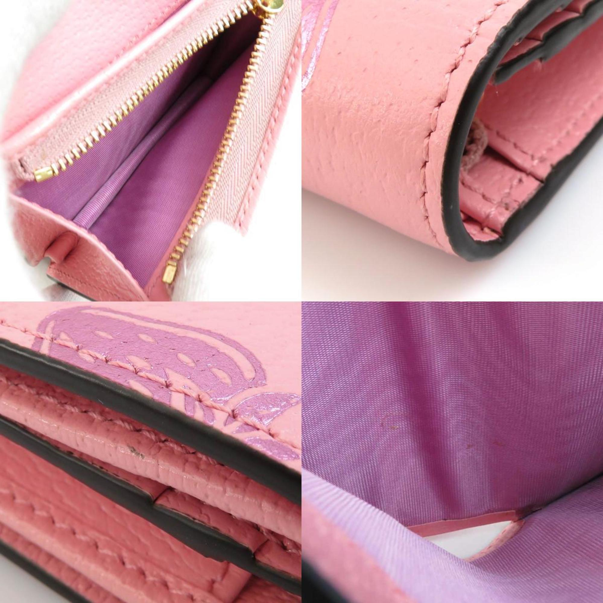 GUCCI Bi-fold wallet leather pink ladies 456126 55652f