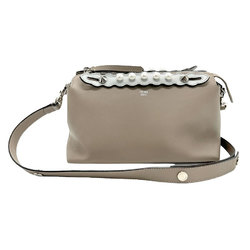 FENDI Shoulder Bag By the Way Medium Leather Faux Pearl Beige Women's 8BL124-1D5 z1127