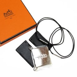 Hermes HERMES Necklace 2000 Metal Leather Silver Black Women's w0277a