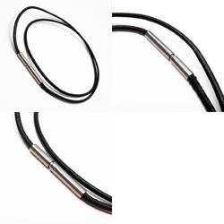 Hermes HERMES Necklace 2000 Metal Leather Silver Black Women's w0277a