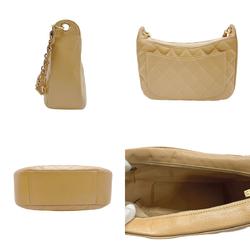 CHANEL Shoulder Bag Coco Mark Caviar Skin Leather Beige Women's z1008