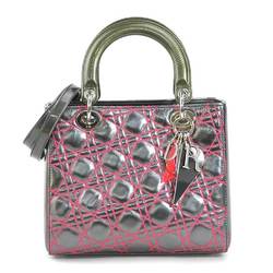Christian Dior handbag shoulder bag Lady Anselme Lyle leather metallic green silver women's e58663f