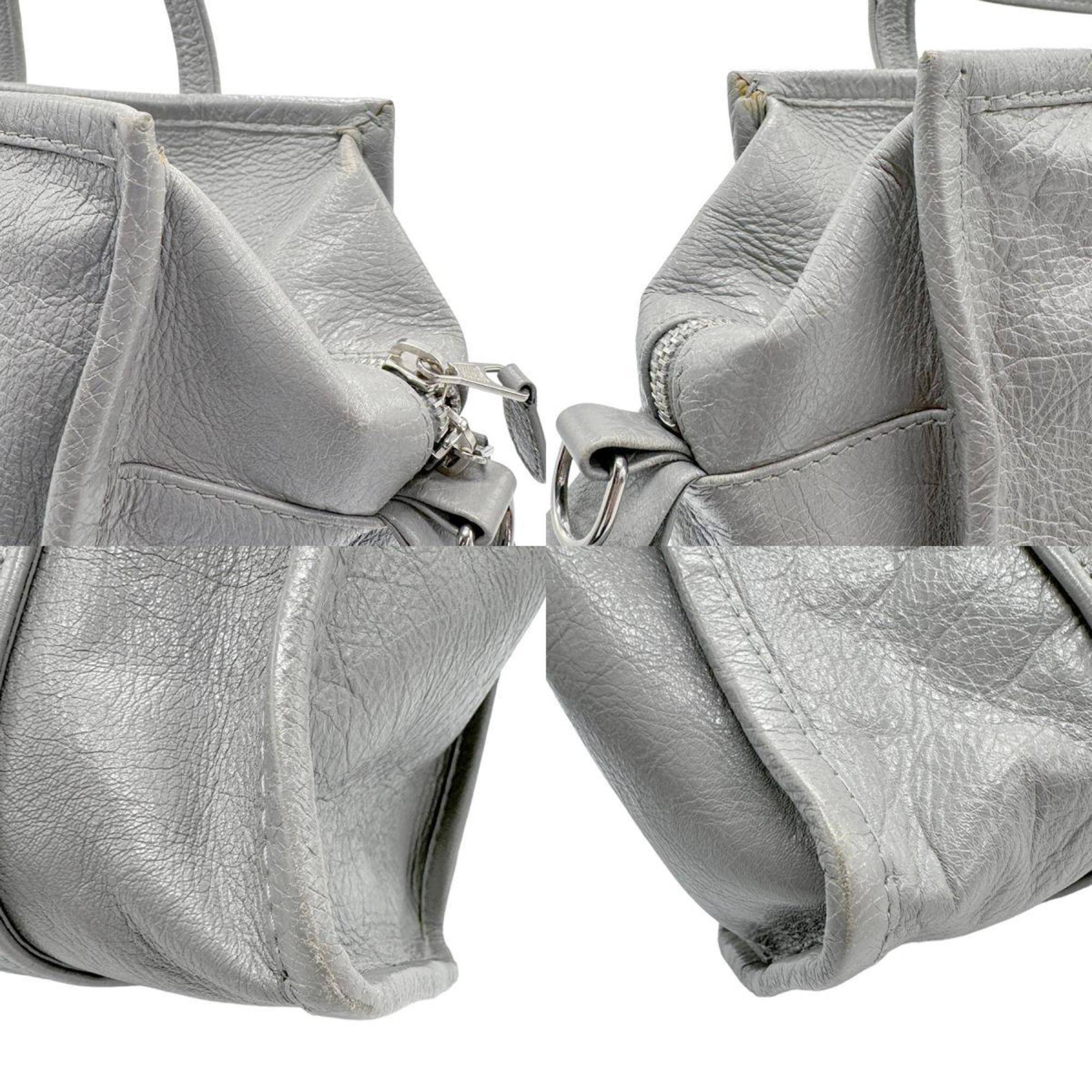 BALENCIAGA Handbag Shoulder Bag Bazaar Shopper Leather Grey Women's 443096 z0984