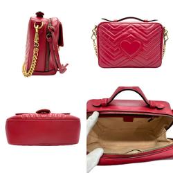 GUCCI Shoulder Bag GG Marmont Leather Red Women's 498100 z1087