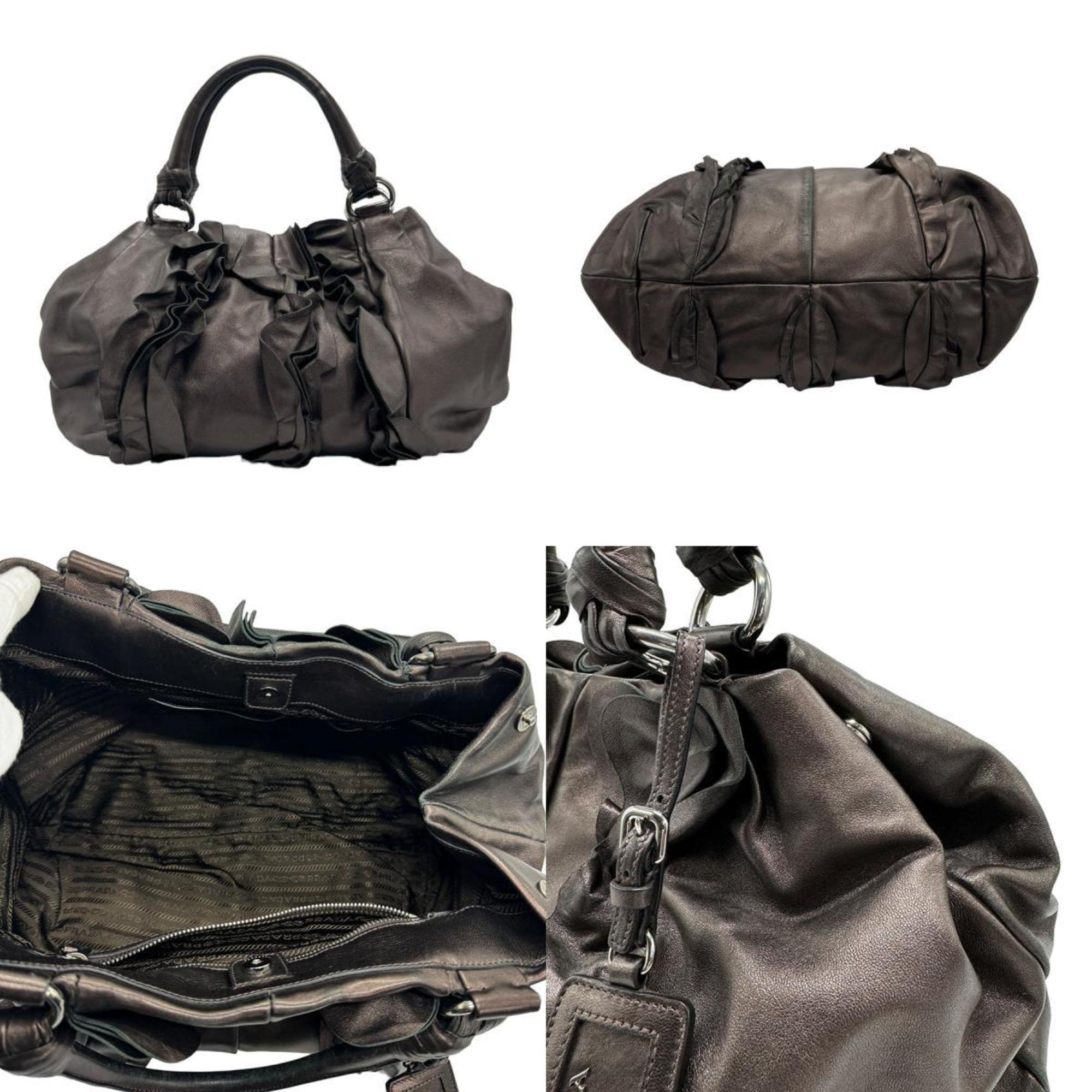 PRADA handbag leather metallic brown ladies BR2987 z0972
