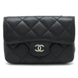 CHANEL Chanel Matelasse Coco Mark Coin Case, Purse, Card Business Lambskin Leather, Black A69080