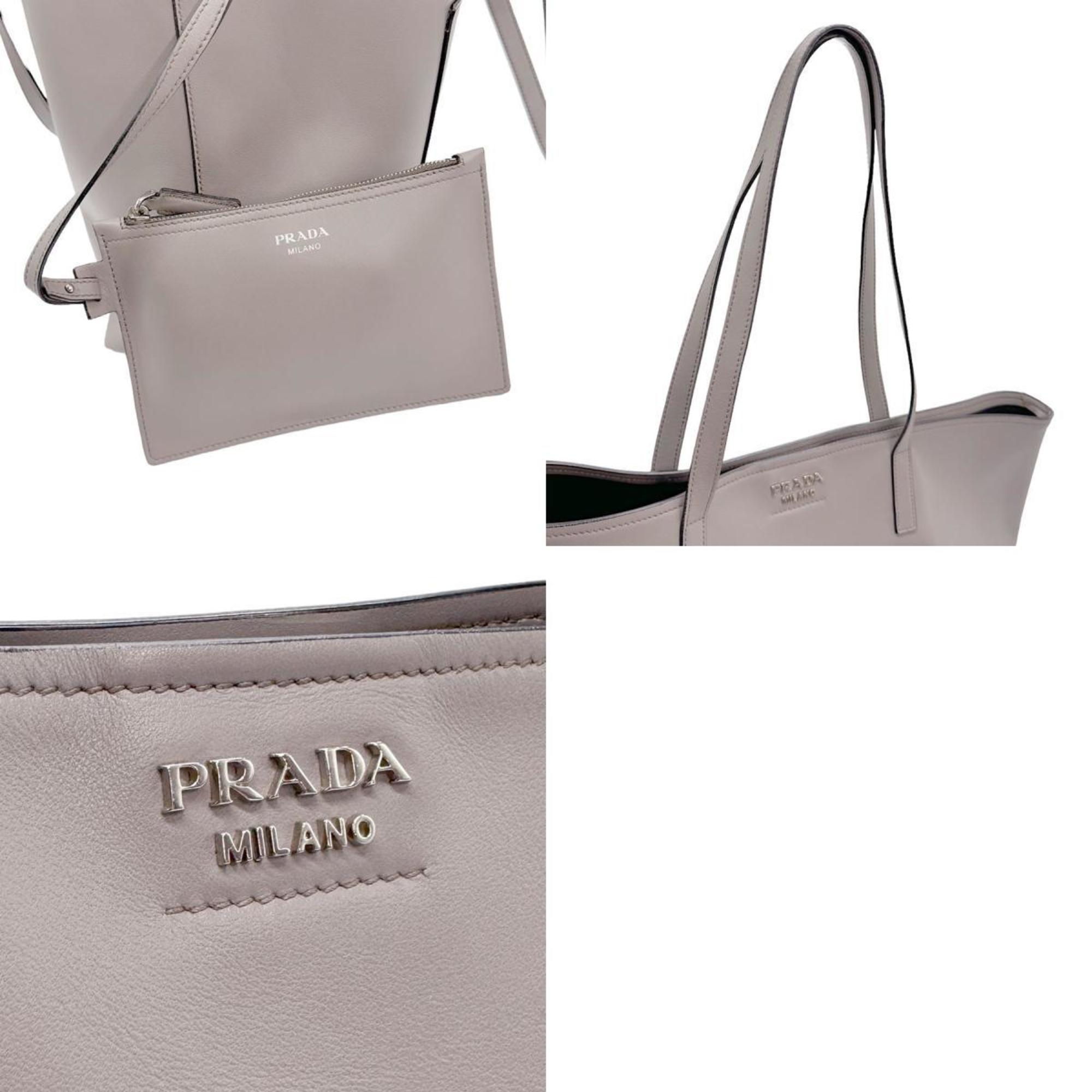 PRADA Shoulder bag Leather Grey Women's z0953