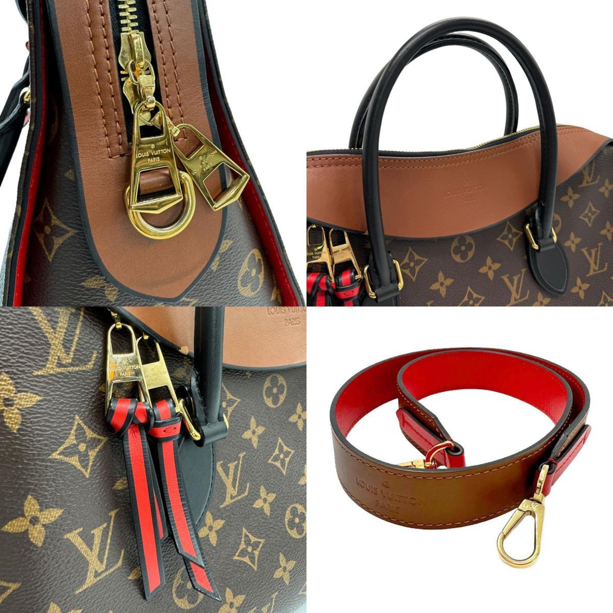 Louis Vuitton LOUIS VUITTON Handbag Shoulder Bag Monogram Tuileries Tote Canvas Leather Brown Black Gold Women's M41456 z1049