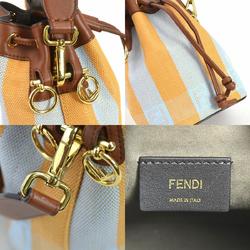 FENDI handbag shoulder bag Mon Tresor canvas leather yellow light blue gold women's e58647f