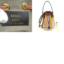 FENDI handbag shoulder bag Mon Tresor canvas leather yellow light blue gold women's e58647f
