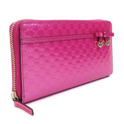 GUCCI Round Long Wallet Guccissima Patent Leather Pink Women's 307997 55653f