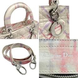 Christian Dior handbag shoulder bag Lady lambskin white x purple pink women's z1086